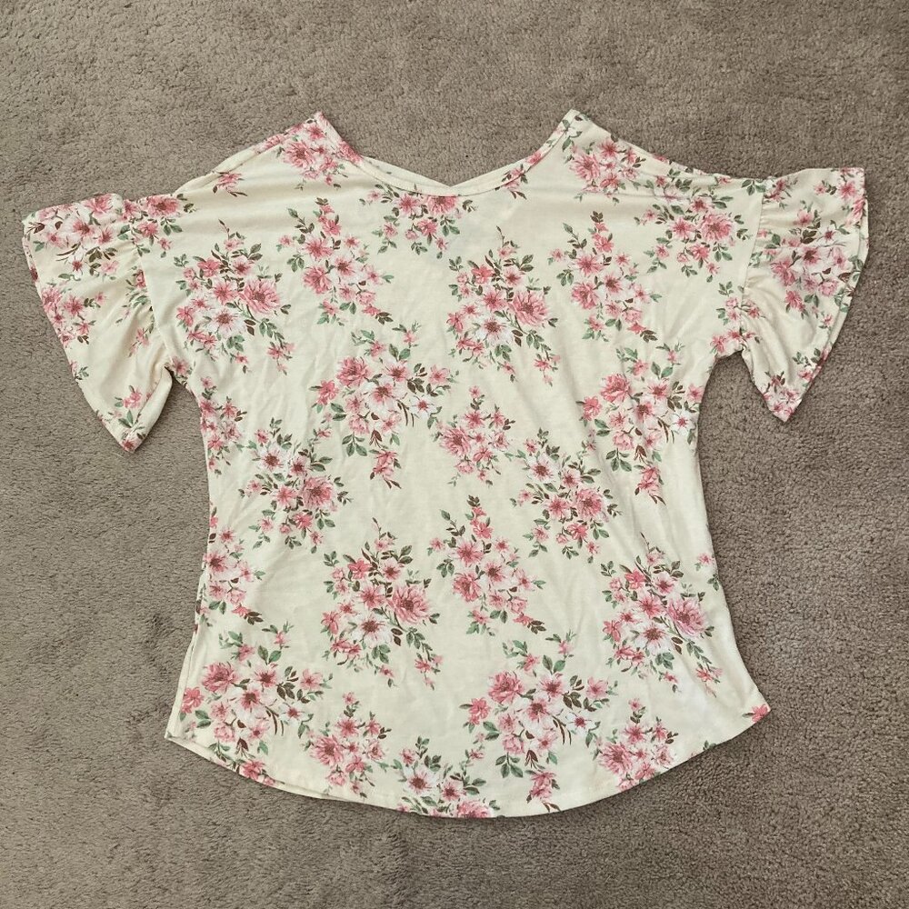BOMBOM pink floral top size medium